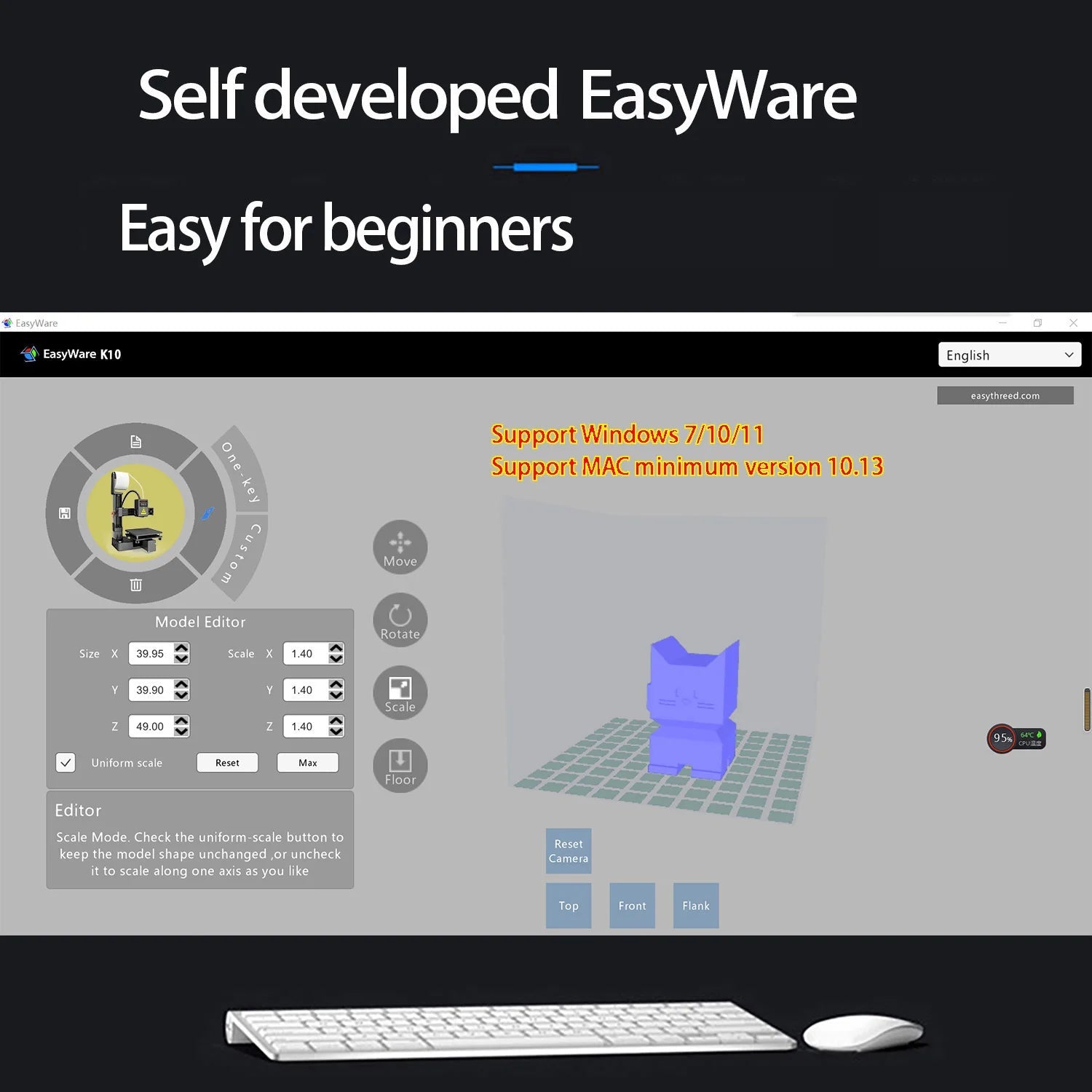 EasyThreed 3D Printer  Entry Level  Compatible with PLA TPU 1.75mm Filament  include Power Adaptor. Innova Techno