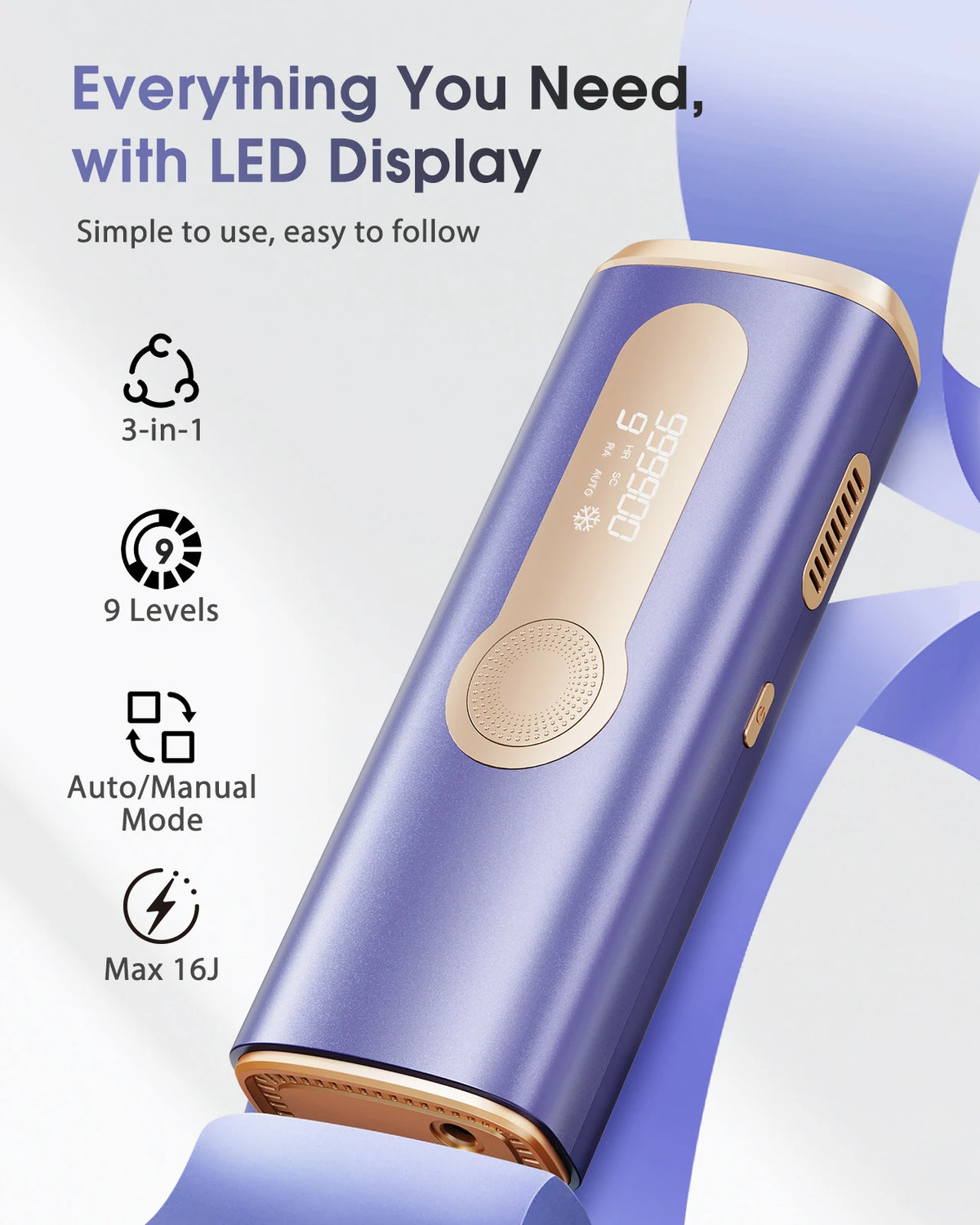 IPL Laser Hair Removal Device for Women & Men - Safe At-Home 45°F Ice-Cooling Contact for Painless & Long-Lasting Results, 86% Less Hair In 3 Weeks for Full Body & Face