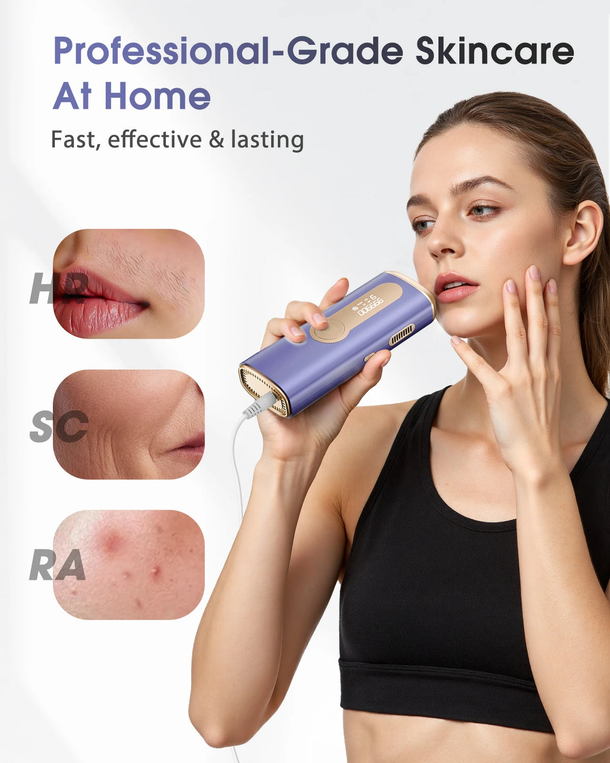 IPL Laser Hair Removal Device for Women & Men - Safe At-Home 45°F Ice-Cooling Contact for Painless & Long-Lasting Results, 86% Less Hair In 3 Weeks for Full Body & Face