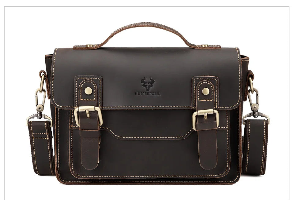 Crazy Horse Leather Men Messenger Bag Business Laptop Briefcase Casual Male Work Tote Bags for Ipad Large Capacity Travel Bag Innova Techno