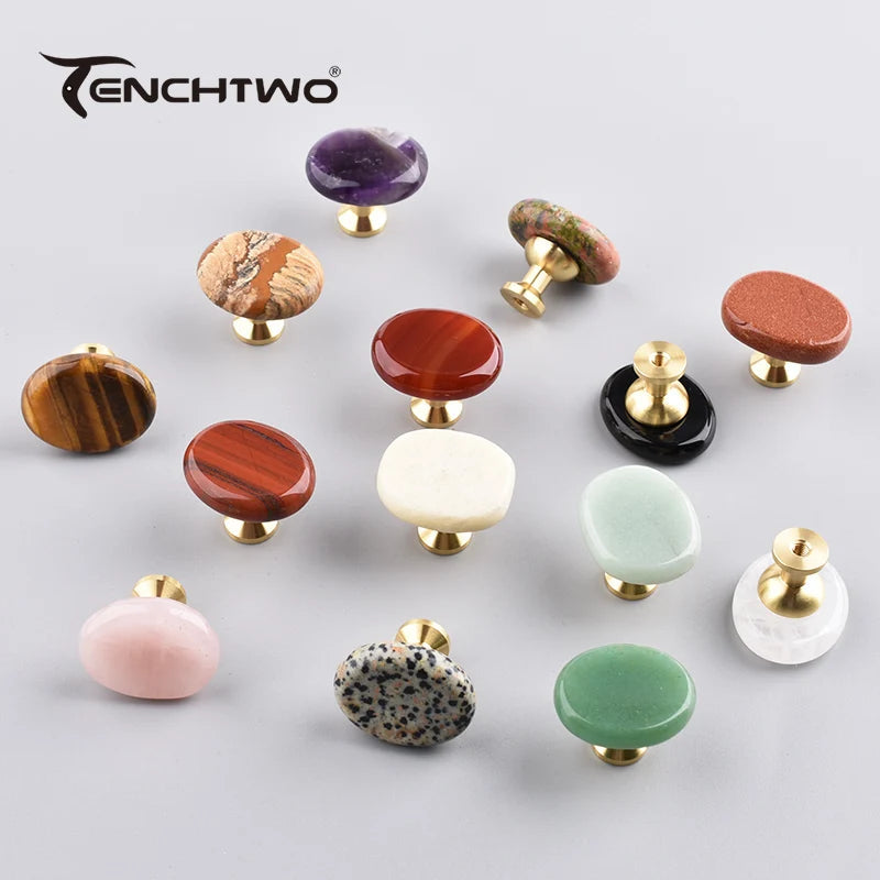 30×25mm Nature Agate Stone Cabinet Drawer Knob Dressing Decorative Box Handle Brass Furniture Door Handle Wardrobe Cabinet Pulls Innova Techno