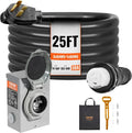50 Amp Generator Cord and Power Inlet Box Kit, 25FT Generator Extension Cord NEMA 14-50P/SS2-50R STW 6/3+8/1 AWG
