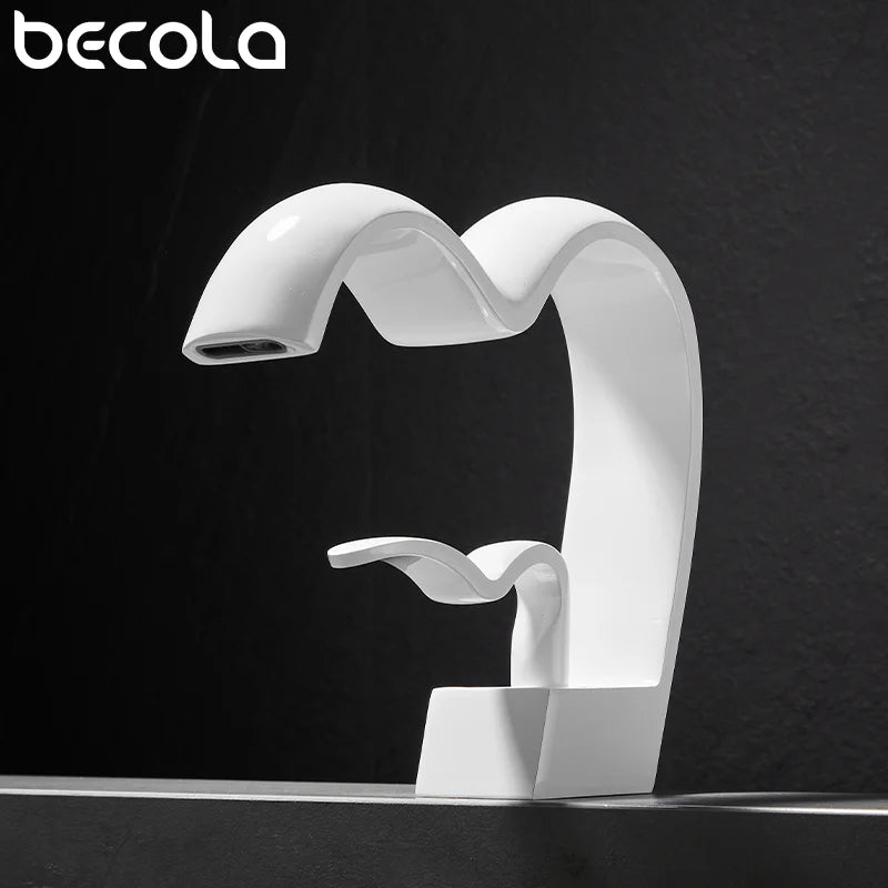 Single Handle Waterfall Bathroom Faucet Brass Gray Basin Faucet Cold And Hot Crance Faucet Sink Tap Single Handle Deck Mounted
