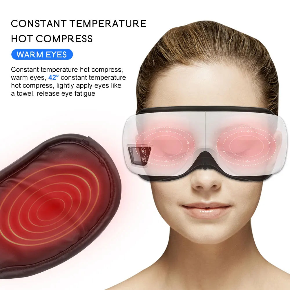 6D Smart Airbag Vibration Eye Massager Eye Care Instrumen Heating Bluetooth Music Relieves Fatigue And Dark Circles With Heat Innova Techno