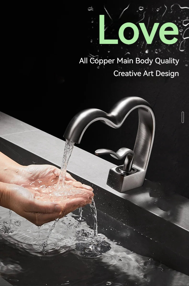 Single Handle Waterfall Bathroom Faucet Brass Gray Basin Faucet Cold And Hot Crance Faucet Sink Tap Single Handle Deck Mounted