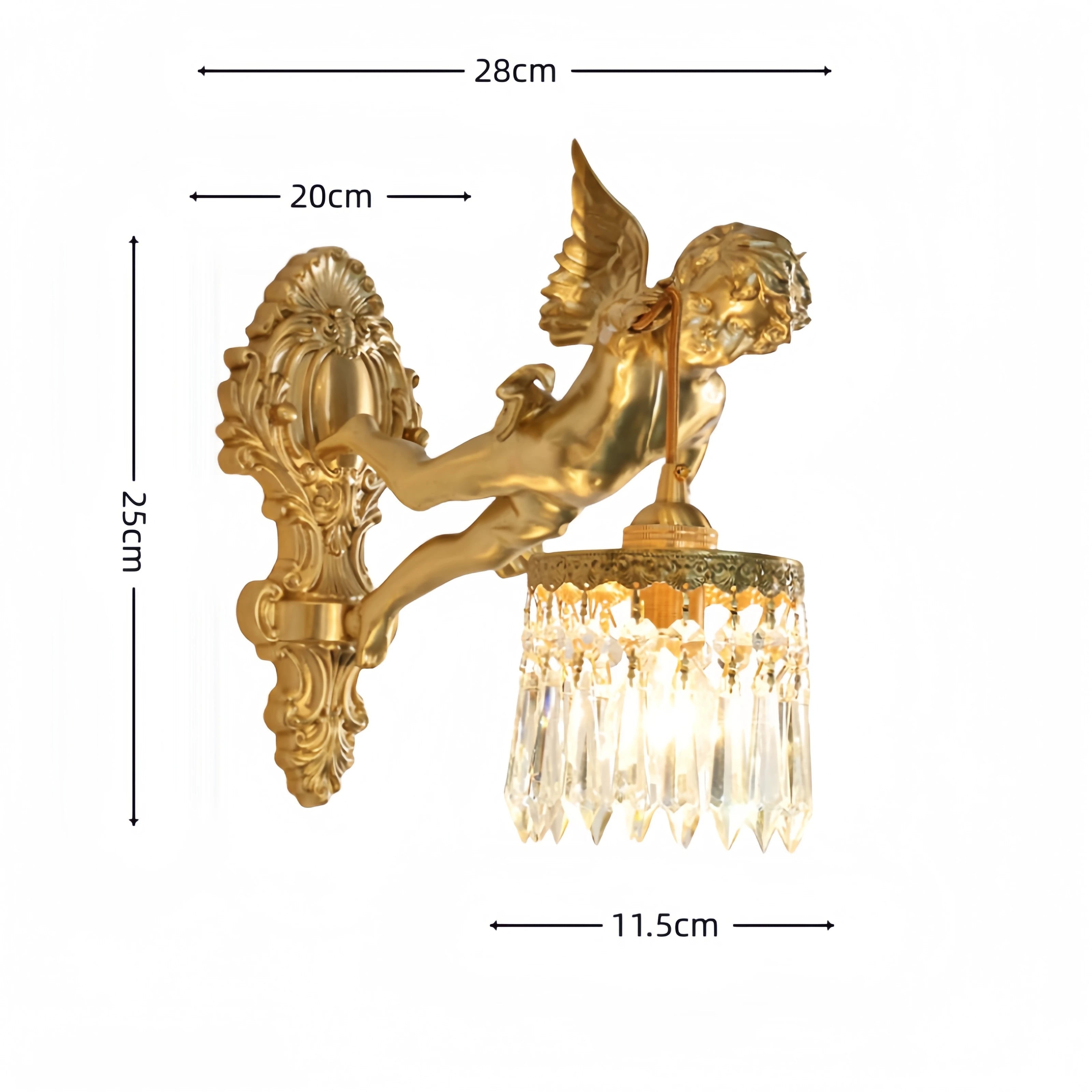 Retro French Brass Wall Lamp Hotel Bedroom Aisle Staircase Wall Angel Crystal Decorative Light Background Wall Copper Light Innova Techno