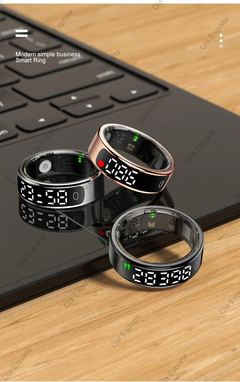 Smart Ring with Display Screen and Touch Heart Rate Blood Oxygen Sleep Health Monitoring Sports Count steps Waterproof Smartring Innova Techno