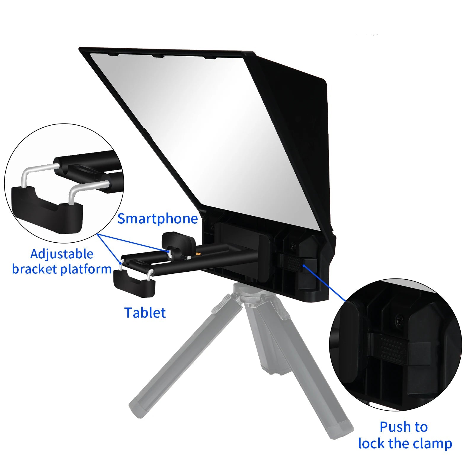 FEELWORLD  TP2A Portable 8 Inch Teleprompter Supports Under 8" DSLR Shooting Smartphone/Tablet Prompting Remote Innova Techno