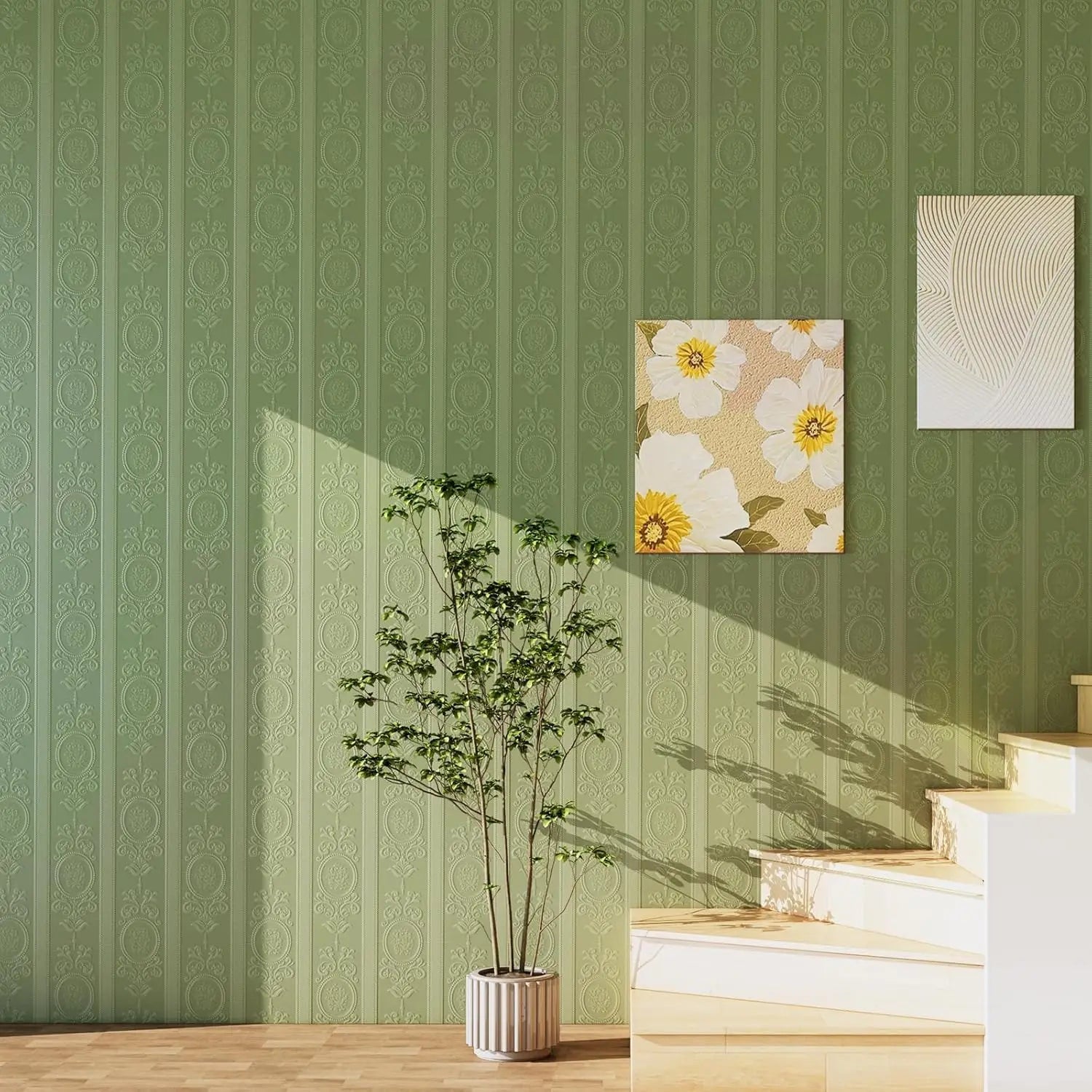 3D White Embossed Peel and Stick Wallpaper Damask Textured Self Adhesive Wallpaper Modern Floral Removable Contact Paper Innova Techno