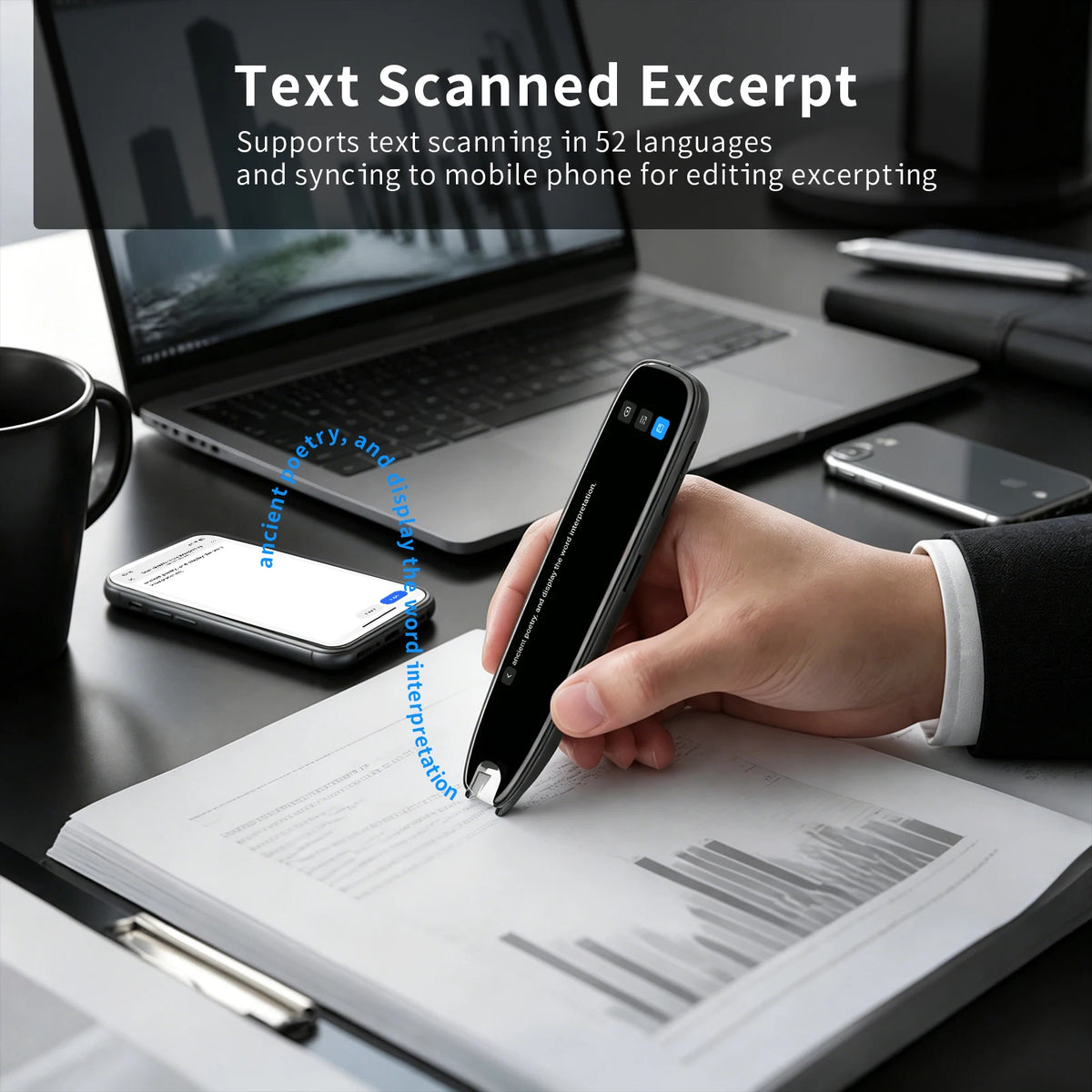 Scan Translation Pen - 142 Languages Smart Dyslexia Assistive Tool, Speech/Scan-to-Text Reading Pen  (10 Offline Languages)