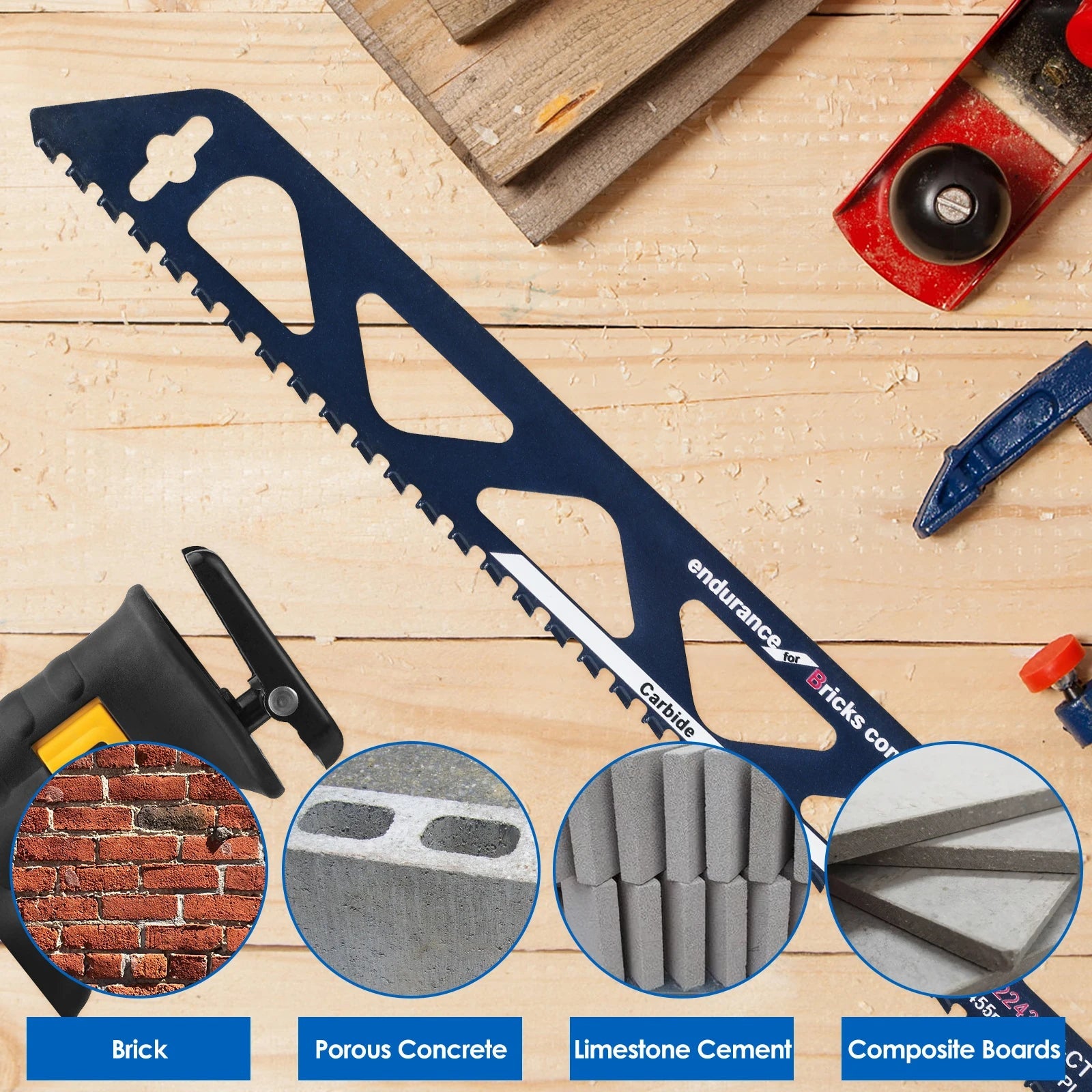 Reciprocating Saw Blade 12/18in Universal Cutting Recip Sabre Saw Blade Alloy Steel Brick Concrete Stone Demolition Cutting Tool Innova Techno