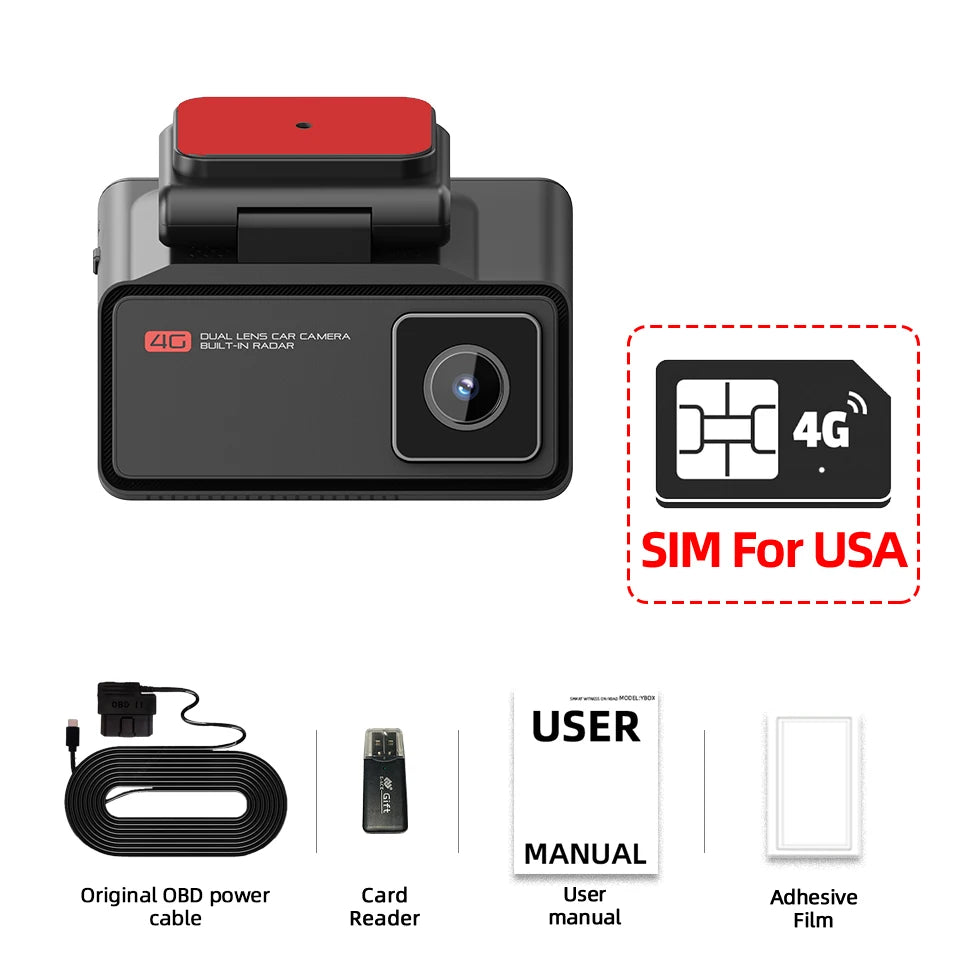 4G LTE Car Dash Cam Front and Inside Remote Live View Two-Way Talk 24/7 Parking GPS Tracker IR Night Vision Vehicle Security DVR Innova Techno