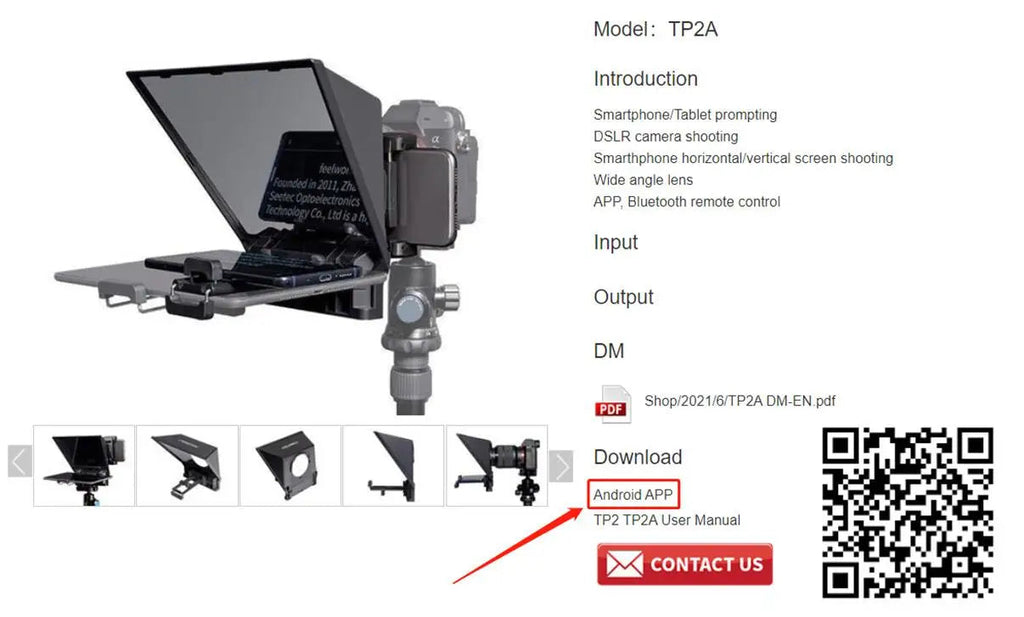 FEELWORLD  TP2A Portable 8 Inch Teleprompter Supports Under 8" DSLR Shooting Smartphone/Tablet Prompting Remote Innova Techno