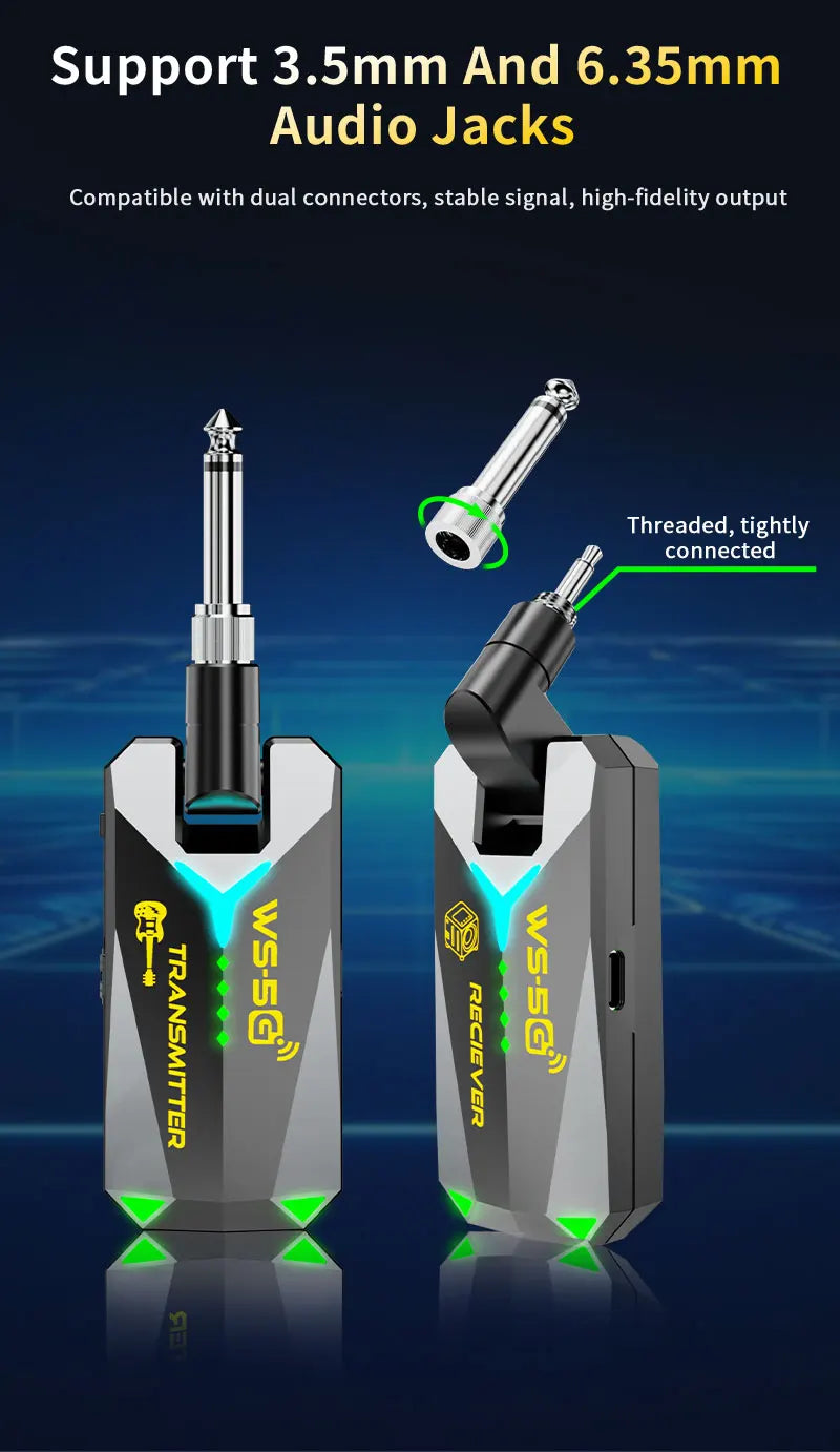 JAMJUM 5.8G Wireless Audio System with 6.35/3.5mm Audio jack Rechargeable Battery holiday gift Innova Techno