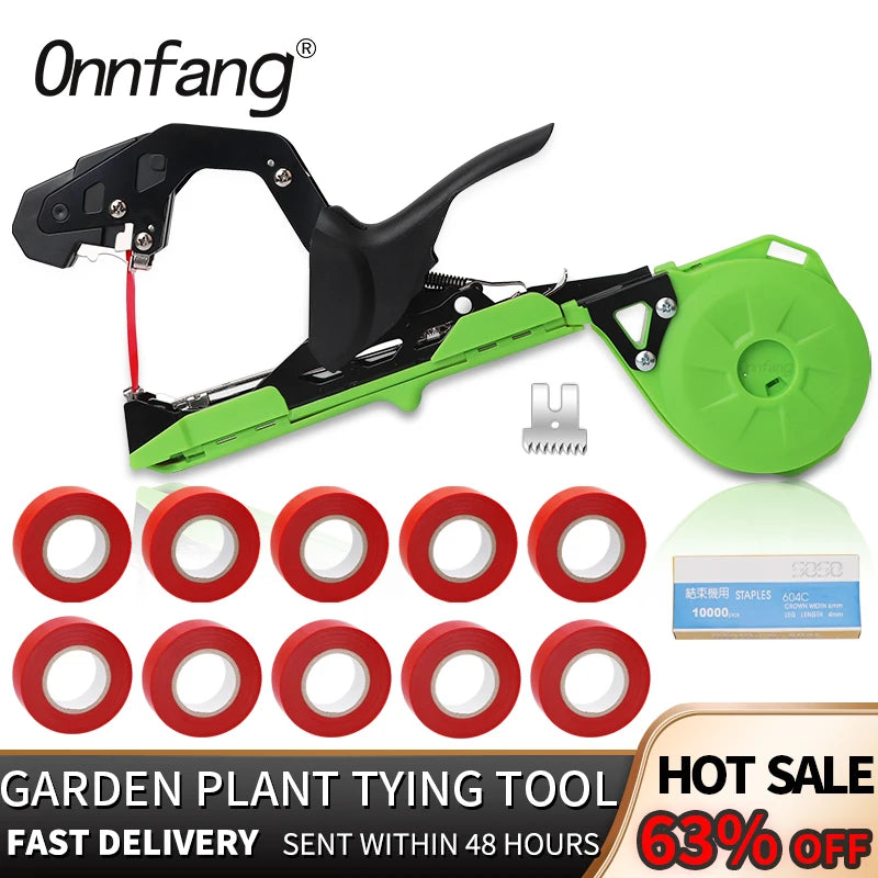 Onnfang Garden Hand Tying Machine Plant Lightweight Garden Tools Plant Tape tool for Vegetables Grapes Tomatoes Cucumbers Garden Innova Techno