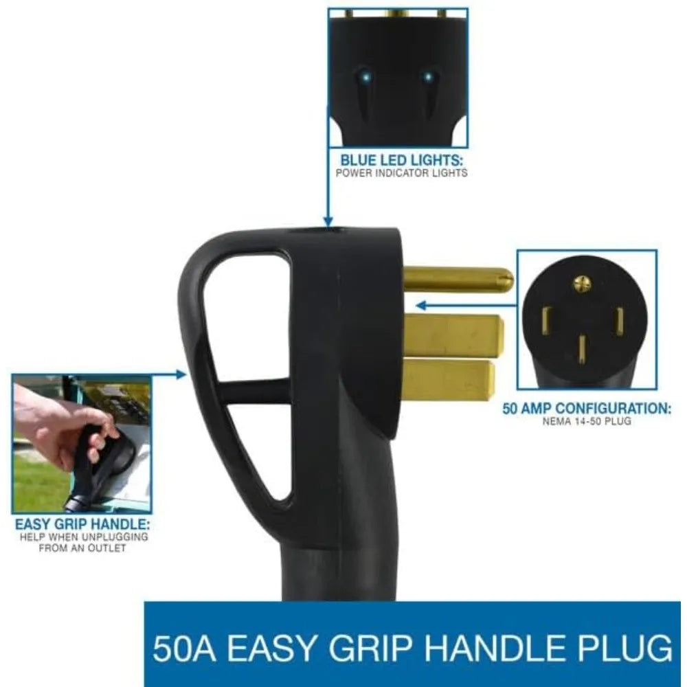 Ships from USA 50Amp Power Inlet Box with 25ft Temporary Power Cord Combo Kit Duo Rain Seal