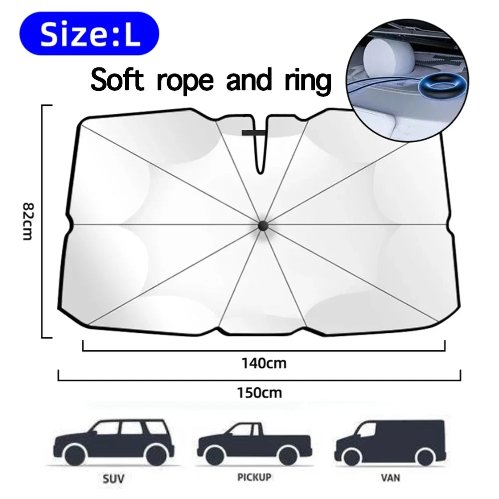 2024 Car Windshield Sun Shade Umbrella Foldable Sunshade Front Window Cover for UV Block Heat Protection Protector Parasol Innova Techno