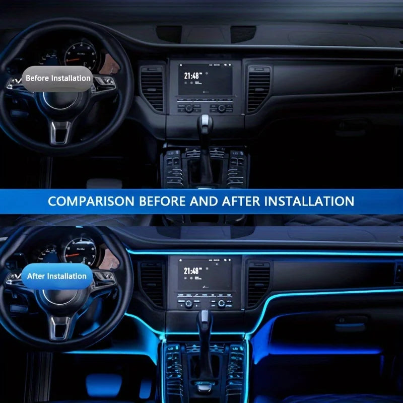 5 in 1 Car Interior LED Ambient Light Strip 6M Fiber Optic Atmosphere Nelon Lighting Kit APP Remote Control Auto Decorative Lamp Innova Techno