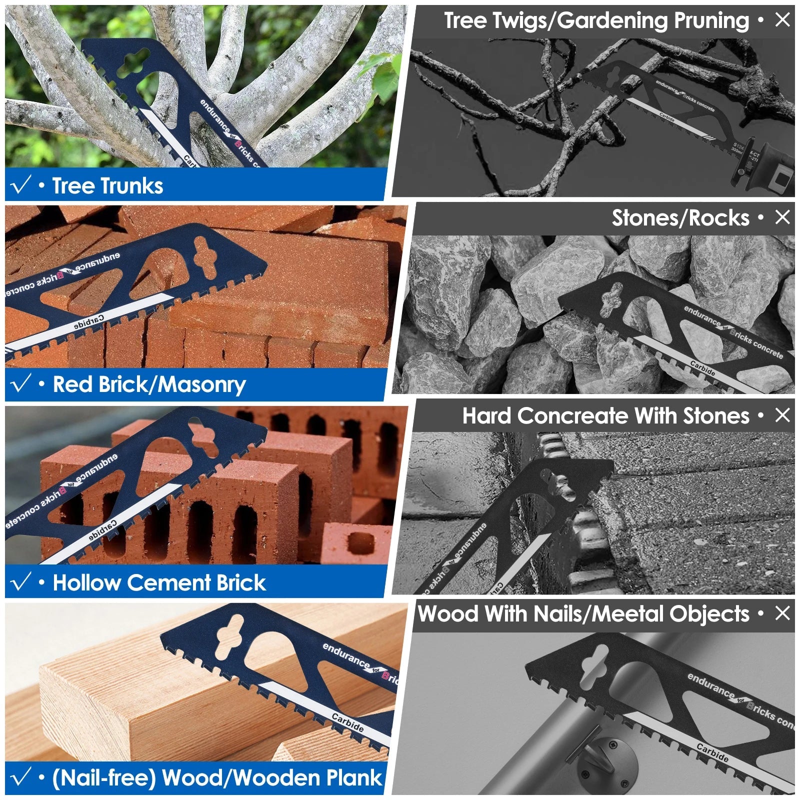Reciprocating Saw Blade 12/18in Universal Cutting Recip Sabre Saw Blade Alloy Steel Brick Concrete Stone Demolition Cutting Tool Innova Techno