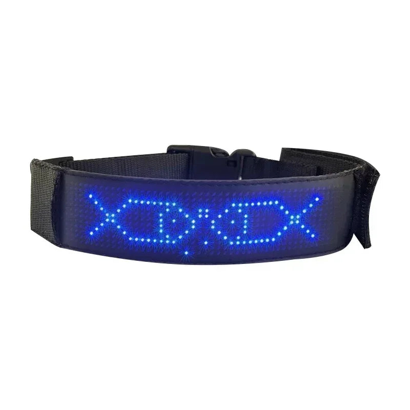 LED Multicolor Display Pet Dog Collars Programmable Multilingual Scrolling Customized Animations Rechargeable Glowing Necklace Innova Techno