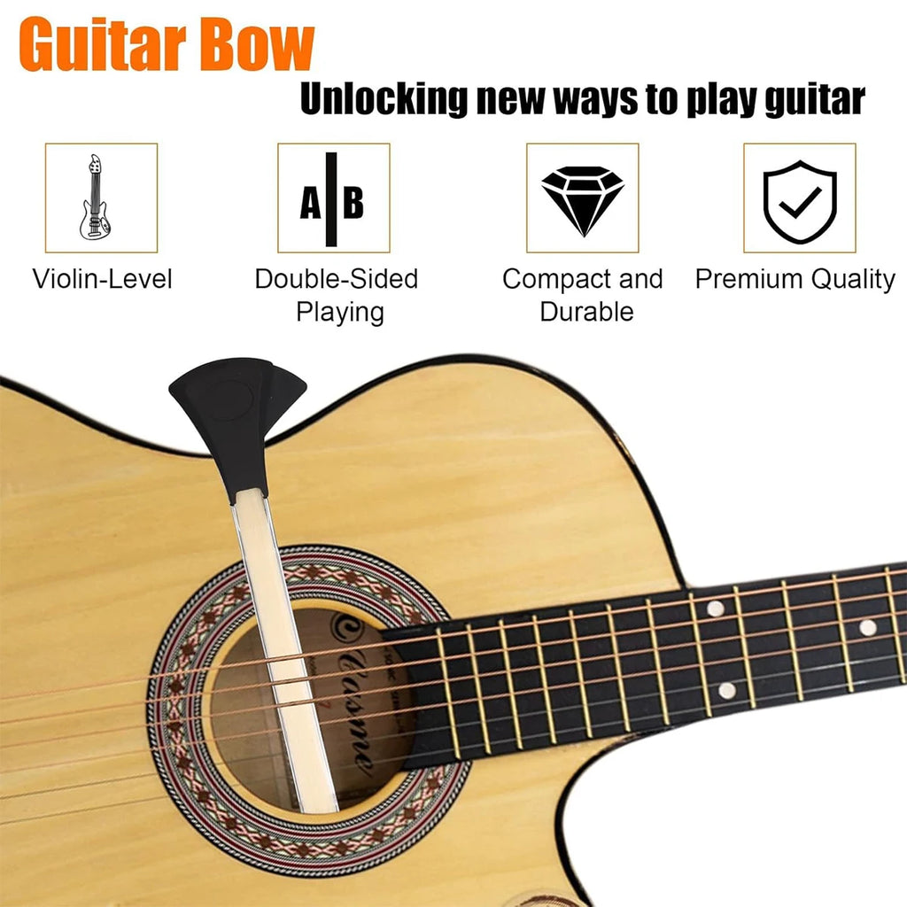 Solo 2-in-1 Guitar Bow – Dual-Sided Nylon Hair, Aluminum Alloy Body, Built-in Pick, for Acoustic Guitar, Create Violin/Cello Ton