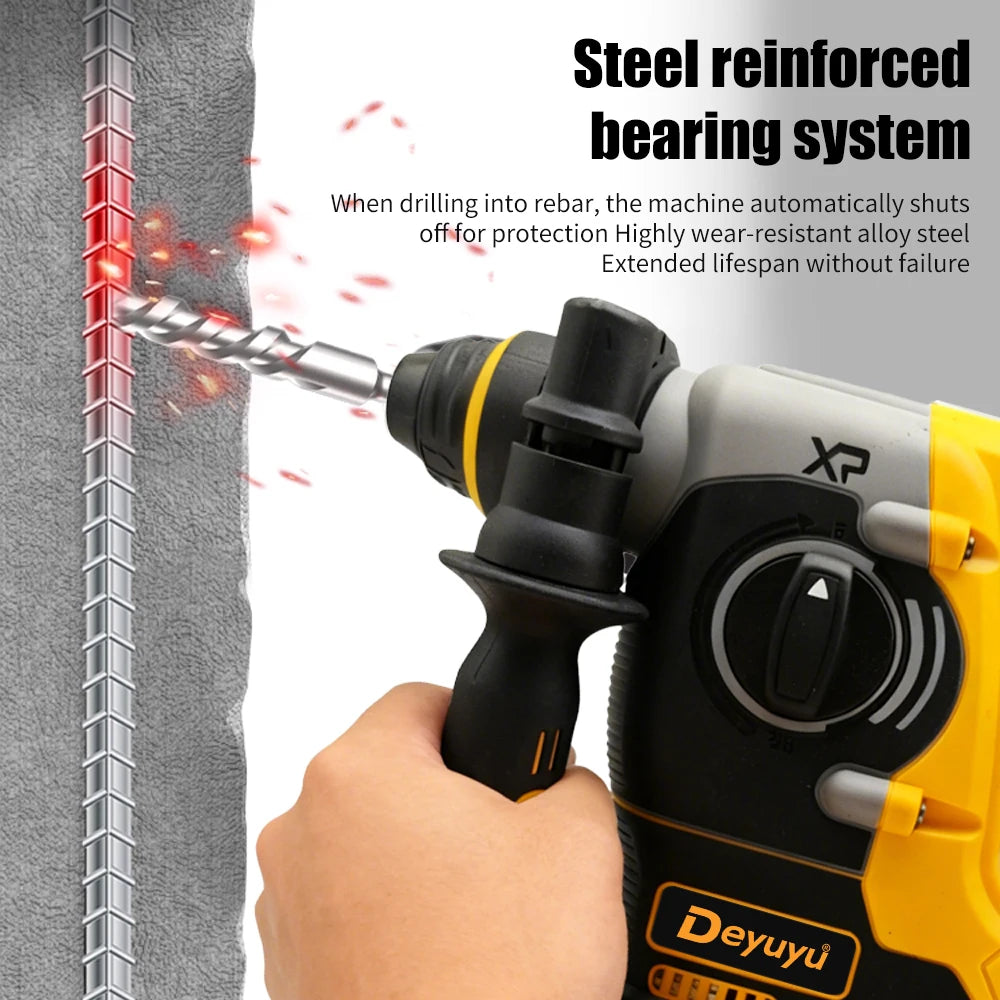 Brushless Hammer Drill Cordless Electric Hammer 20V Wireless Drills Power Tools suitable for Dewalt 20V Battery
