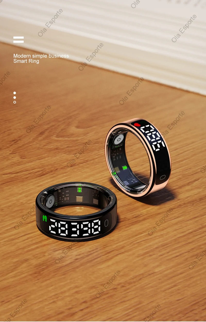 Smart Ring with Display Screen and Touch Heart Rate Blood Oxygen Sleep Health Monitoring Sports Count steps Waterproof Smartring Innova Techno