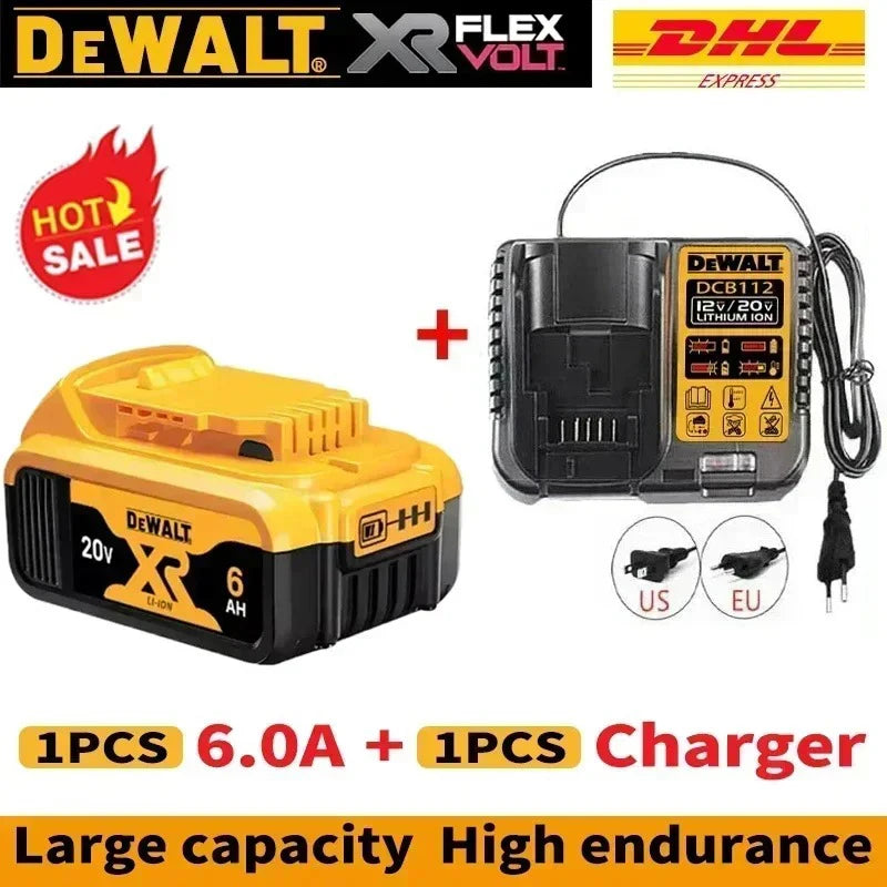 DeWALT 100% Original Battery 20V/60V 6Ah 9Ah MAX FlexVolt for DCB606 DCB205 DCB206 DCB209 DCB182 Power Tool with Charger