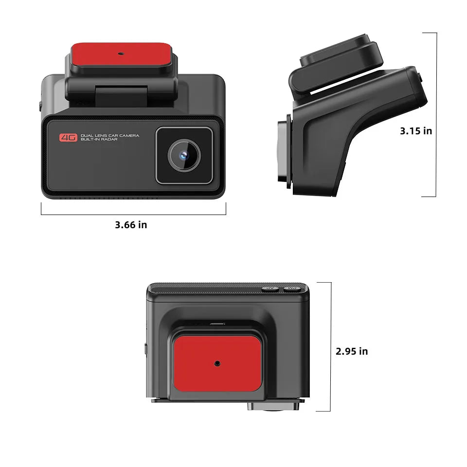 4G LTE Car Dash Cam Front and Inside Remote Live View Two-Way Talk 24/7 Parking GPS Tracker IR Night Vision Vehicle Security DVR Innova Techno