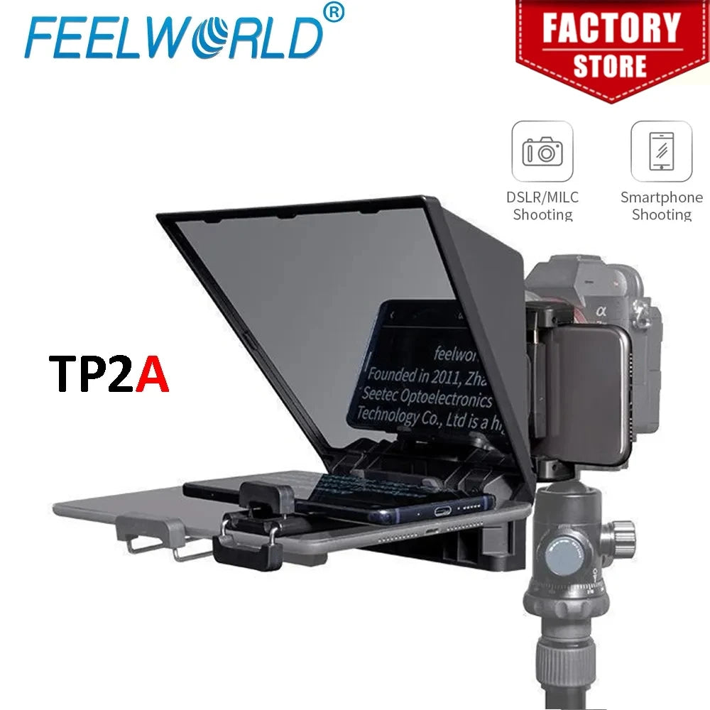 FEELWORLD  TP2A Portable 8 Inch Teleprompter Supports Under 8" DSLR Shooting Smartphone/Tablet Prompting Remote Innova Techno
