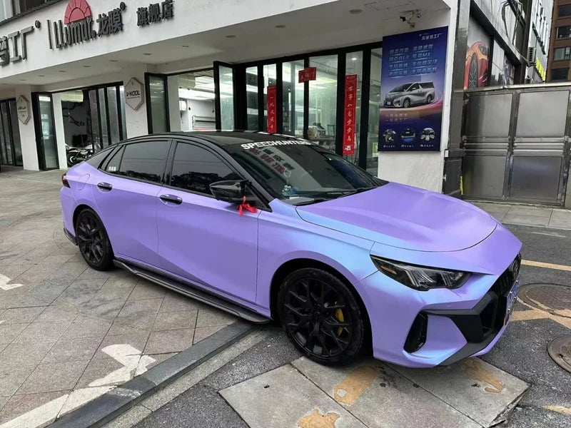 Satin Flip Glacier Lavender Blue Vinyl Wrap Film Self Adhesive Decal Motorbike Car Wrapping Roll Air Release Innova Techno