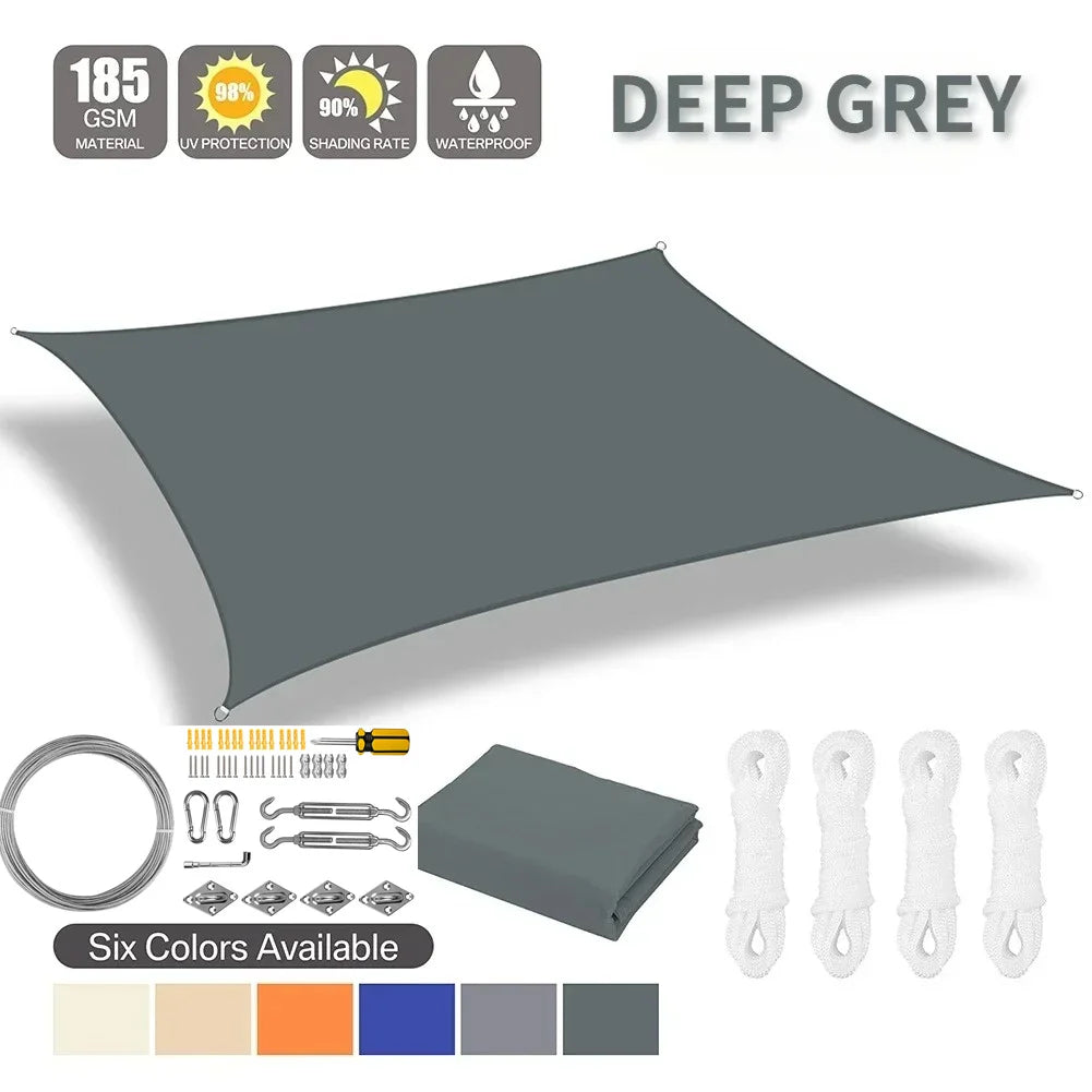 6 Colors Large Sun Shade Sail Rectangle Canopy Waterproof Shade Cover UV Block for Garden Outdoor Patio Deck Pergola Porch Tents Innova Techno