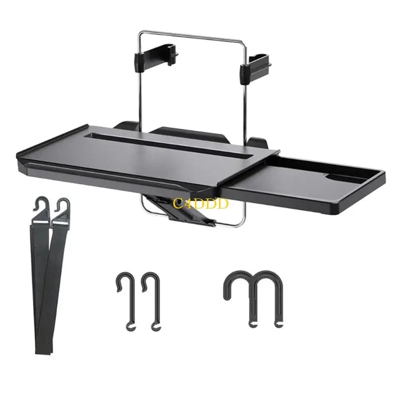 C4DD Foldable Steering Wheel Mounted Desk for Car Use in Laptop Dining and Writing Ergonomic Back Headrest Tray