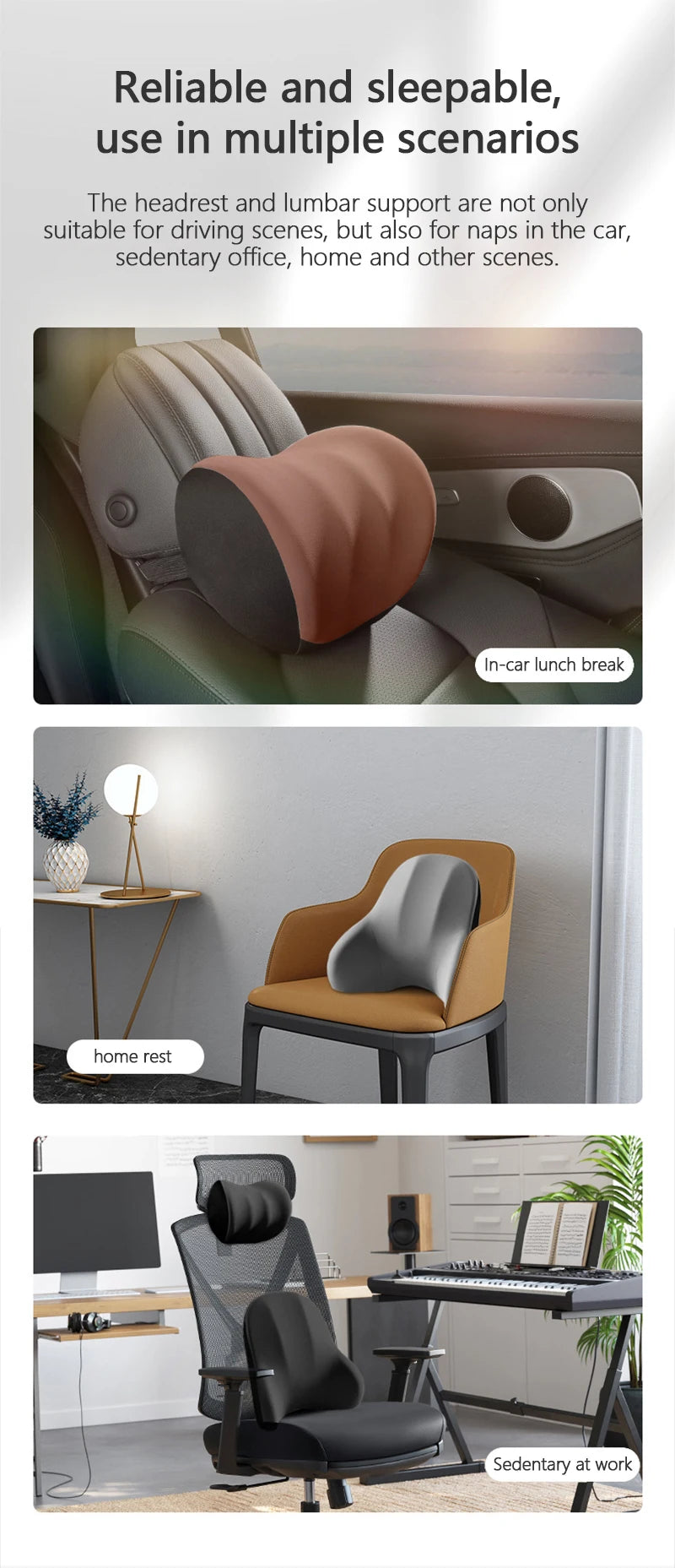 Car Electric Single Lumbar Single Headrest Vibration Massage Lumbar Support Neck Pillow Lumbar Cushion Car Seat Car Interior Innova Techno