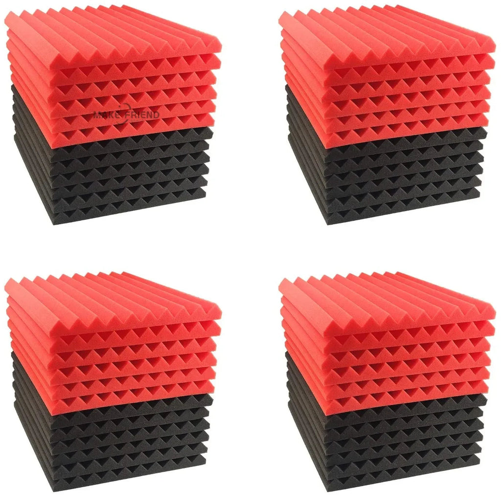 48Pcs 1" X 12" X 12" Acoustic Foam Panels Studio Soundproofing Wedge Sound Proof Wall Panels Acoust Insulation Foam Black Blue Innova Techno