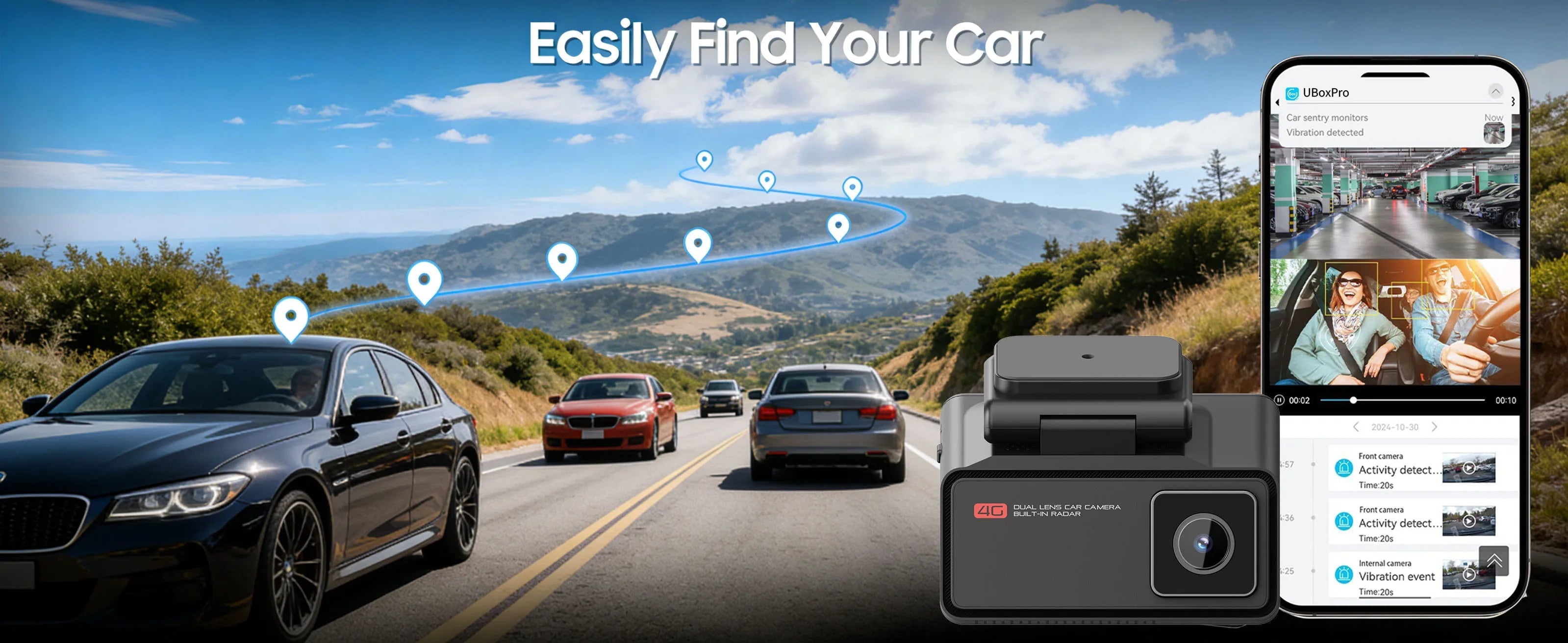 4G LTE Car Dash Cam Front and Inside Remote Live View Two-Way Talk 24/7 Parking GPS Tracker IR Night Vision Vehicle Security DVR Innova Techno