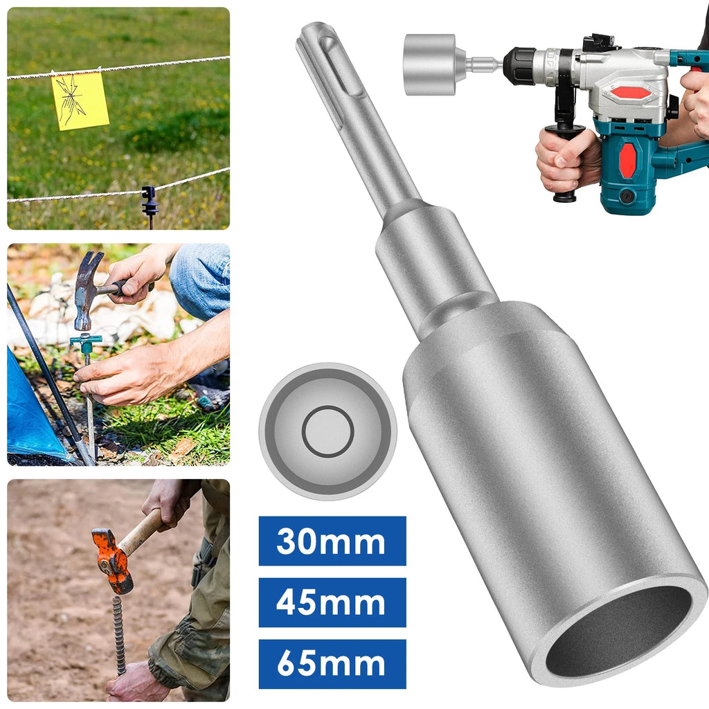30/45/65mm Heavy Duty SDS-Plus T Post Ground Rod Driver Tool Forged Steel Drill Bit Driver Durable Hammer Drill Rod Converter Innova Techno
