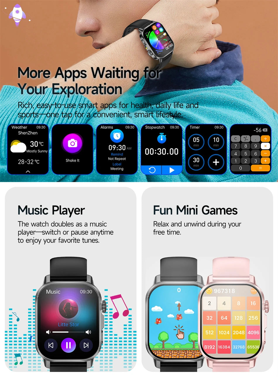 2026 New Model Uric Acid & Lipid Health Analysis Smart Watch Men ECG+PPG Bluetooth Call 2.01-inch Flashlight Smartwatch Women Innova Techno