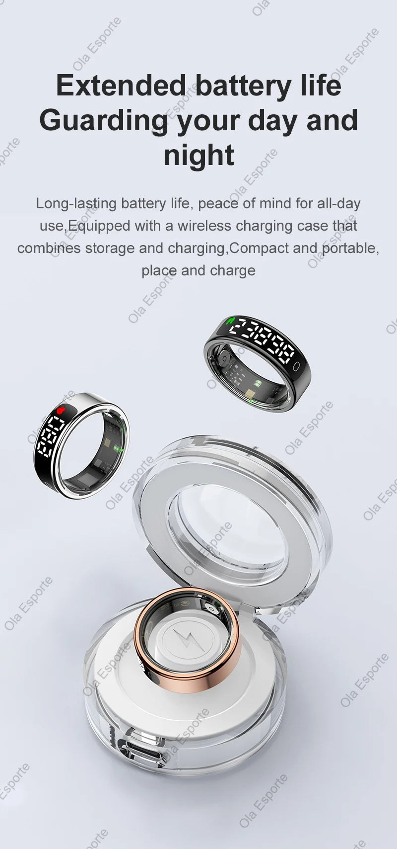 Smart Ring with Display Screen and Touch Heart Rate Blood Oxygen Sleep Health Monitoring Sports Count steps Waterproof Smartring Innova Techno