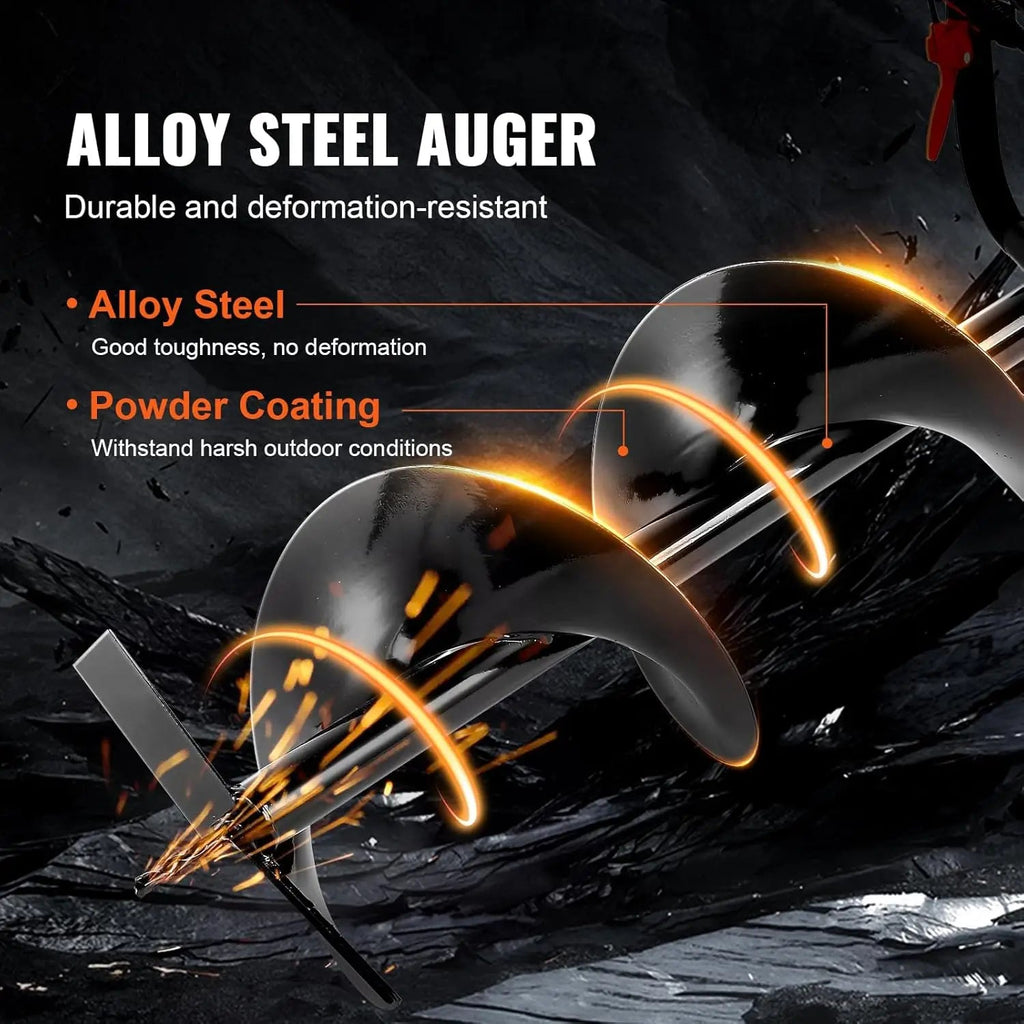 Post Hole Digger,52cc 1450W Auger Digger,Gas Powered Earth Digger with Two Drill Bit 6''& 10''and 3 Extension Rods,for Farmland Innova Techno