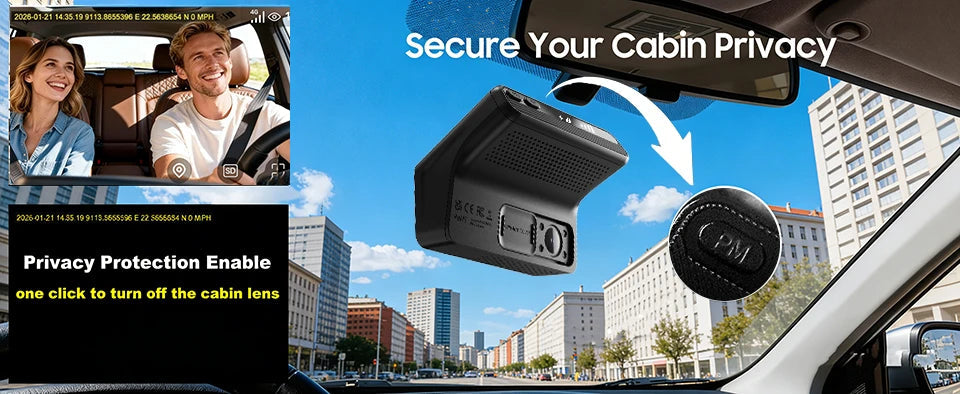 4G LTE Car Dash Cam Front and Inside Remote Live View Two-Way Talk 24/7 Parking GPS Tracker IR Night Vision Vehicle Security DVR Innova Techno