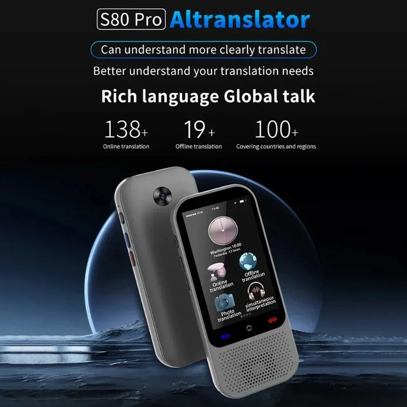 S80 Pro 138 Language Intelligent Translation Machine Intelligent Recording 19 Offline Real-time Chat GPT AI Voice Photo Translat Innova Techno