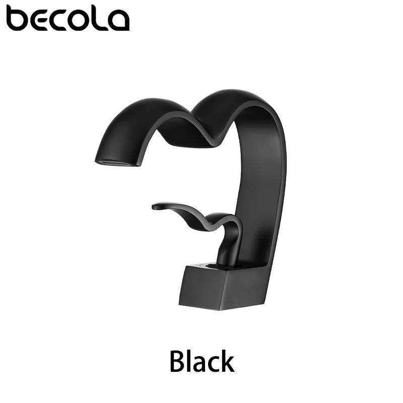 Single Handle Waterfall Bathroom Faucet Brass Gray Basin Faucet Cold And Hot Crance Faucet Sink Tap Single Handle Deck Mounted