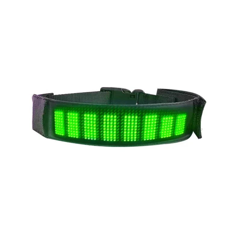 LED Multicolor Display Pet Dog Collars Programmable Multilingual Scrolling Customized Animations Rechargeable Glowing Necklace Innova Techno