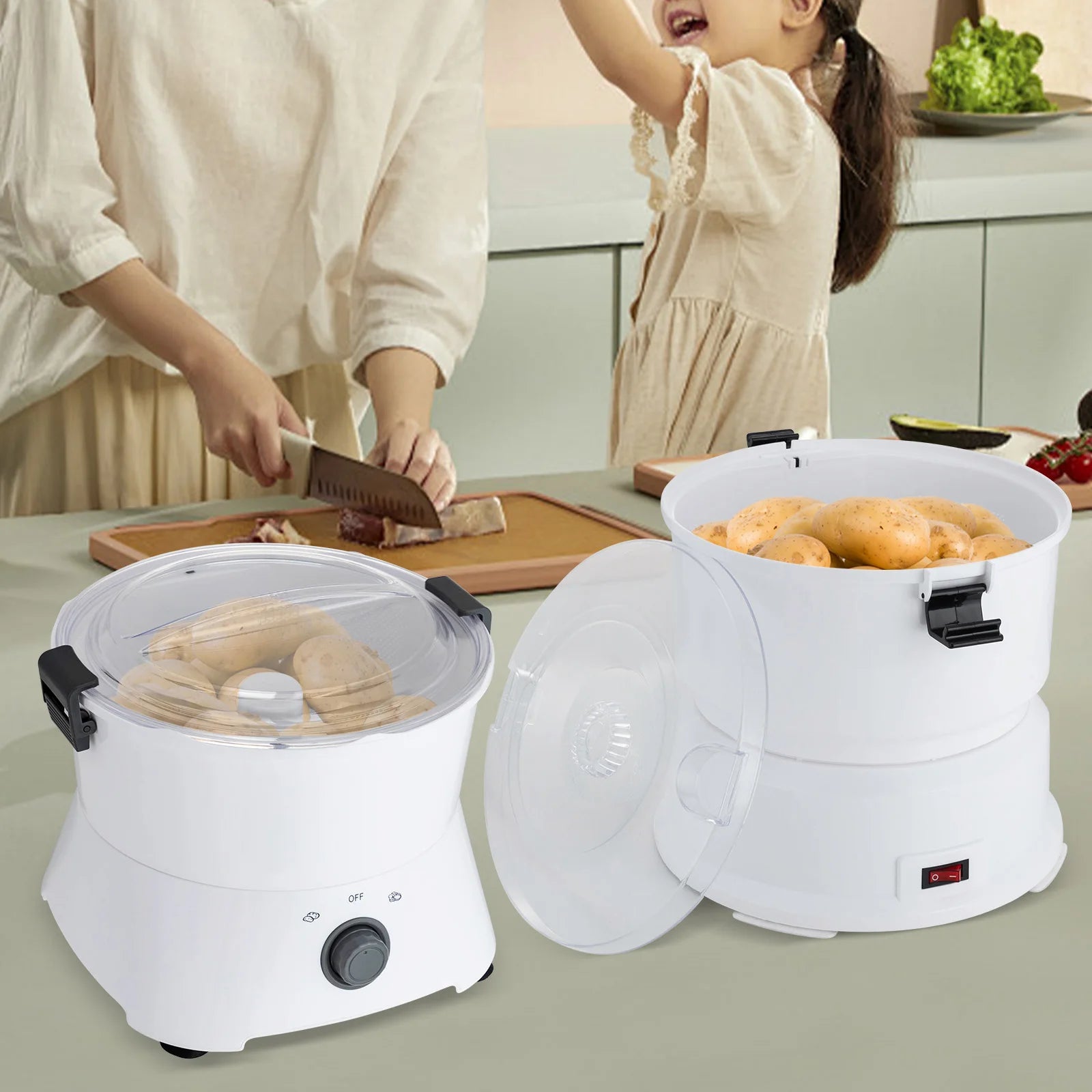 85W Electric Potato Peeler One-button Drive Automatic Peeler Spinner for Kitchens Restaurant Fast Food Shops Innova Techno