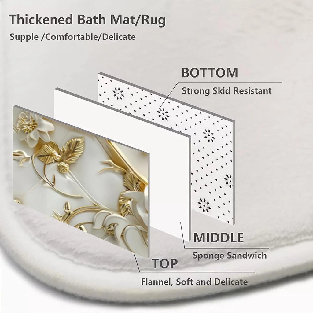 4 Piece Luxury Swan Reliefs Shower Curtain Set - Elegant Bird Printed Bathroom Decor - Washable Fabric Curtain - Rugs and Covers Innova Techno