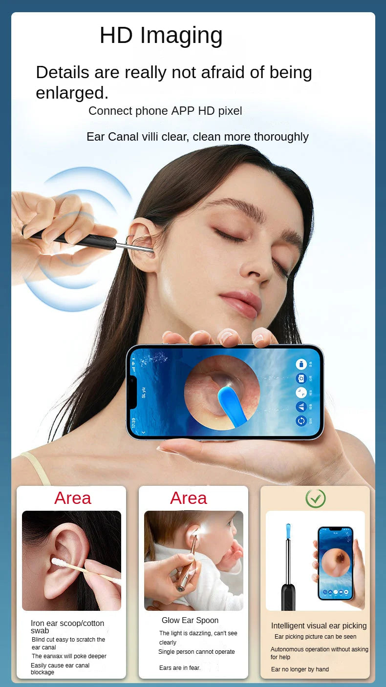 Wireless Smart Visual Ear Cleaner 800W Ear Stick Otoscope  Ear Wax Removal Tool Ear pick Camera Ear Endoscope for iOS Android Innova Techno
