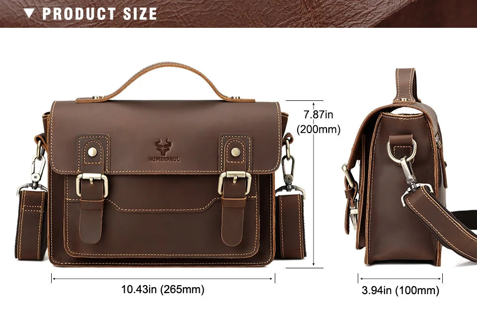 Crazy Horse Leather Men Messenger Bag Business Laptop Briefcase Casual Male Work Tote Bags for Ipad Large Capacity Travel Bag Innova Techno