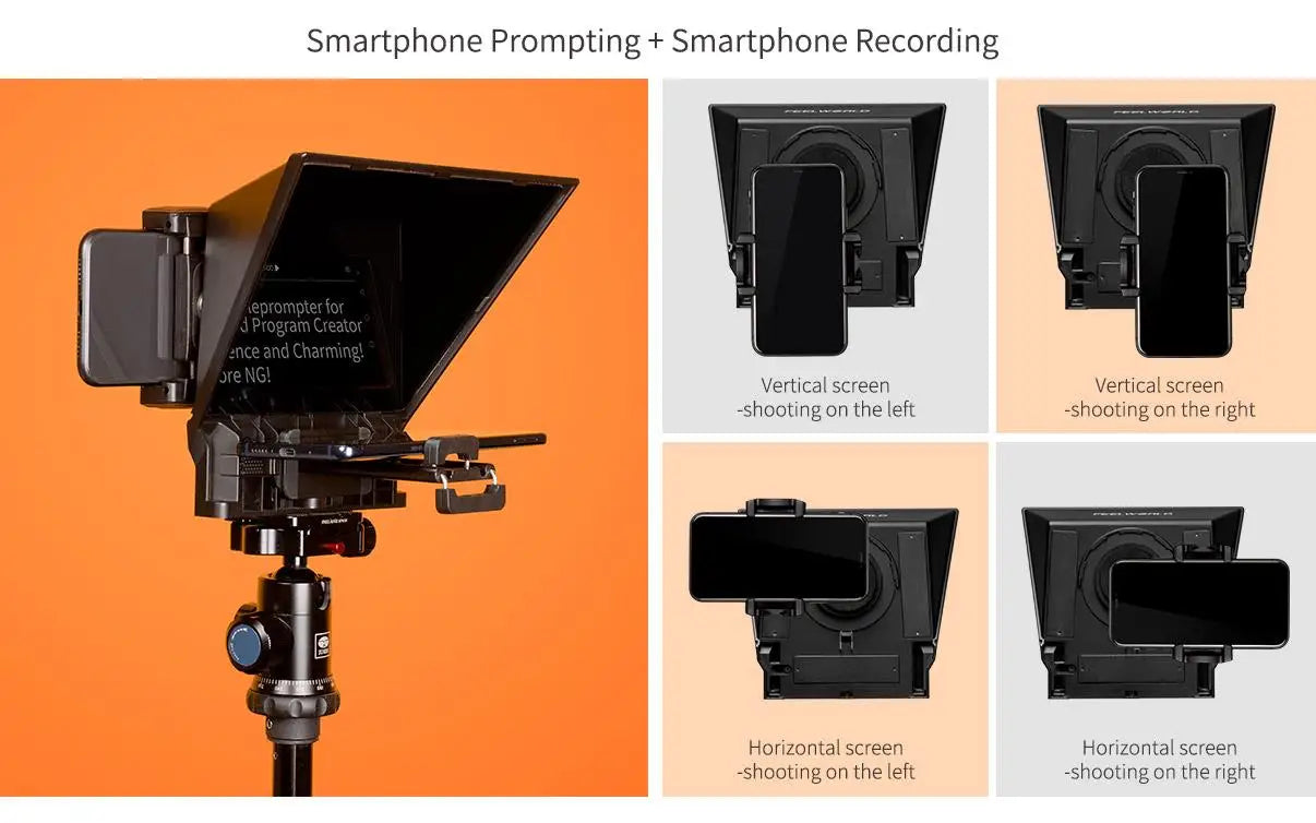 FEELWORLD  TP2A Portable 8 Inch Teleprompter Supports Under 8" DSLR Shooting Smartphone/Tablet Prompting Remote Innova Techno