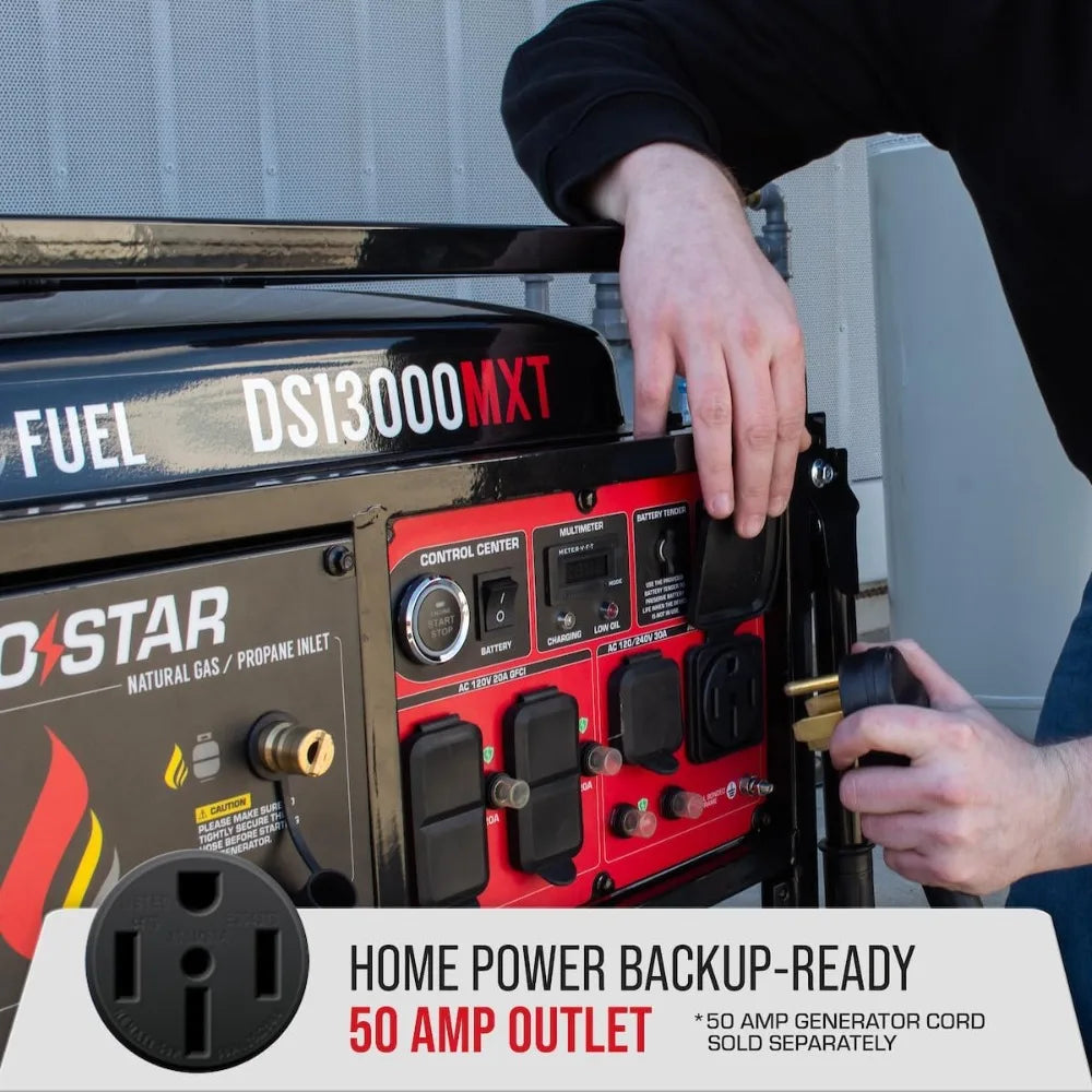 13000W 500cc Tri Fuel Portable Generator Electric Start for Home RV Emergency